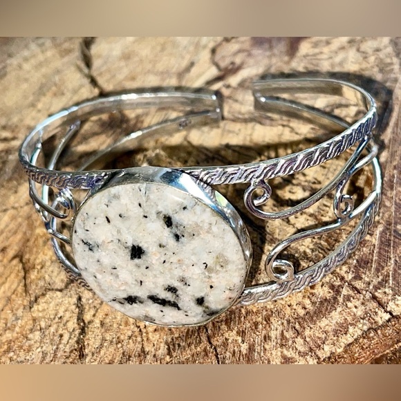 Kiwi Jasper Stone Cuff Bracelet Adjustable - Picture 6 of 11